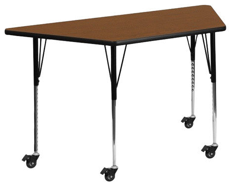 Mobile 25''Wx45''L Trapezoid Oak Hp Laminate Activity Table