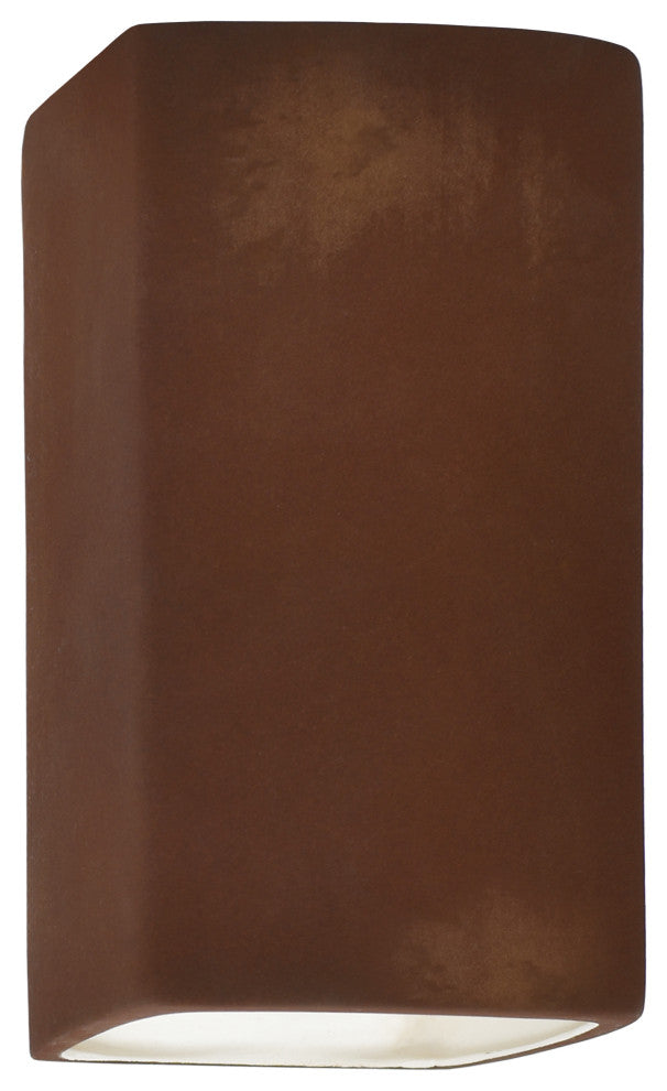 Ambiance, Small ADA Rectangle, Closed Top Wall Sconce, Real Rust