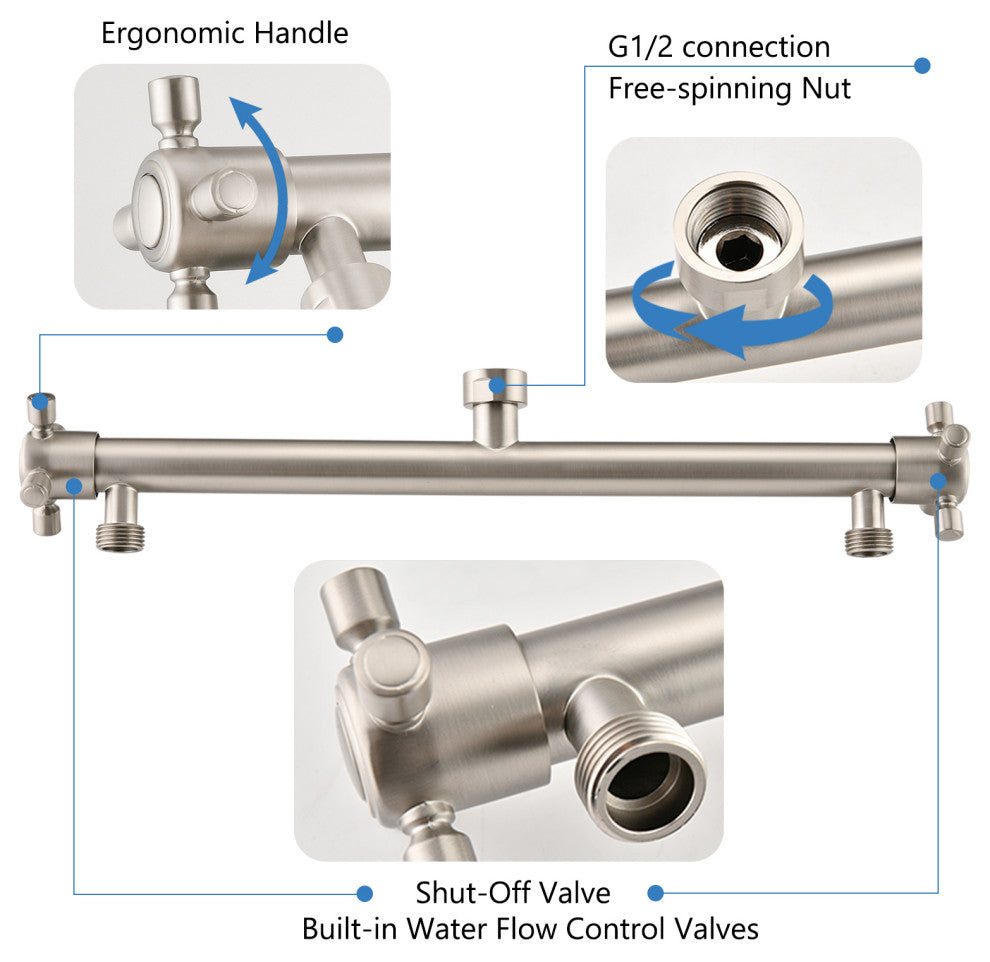 With built-in valve, high-pressure 6-speed dual shower head design , Brushed Nickel