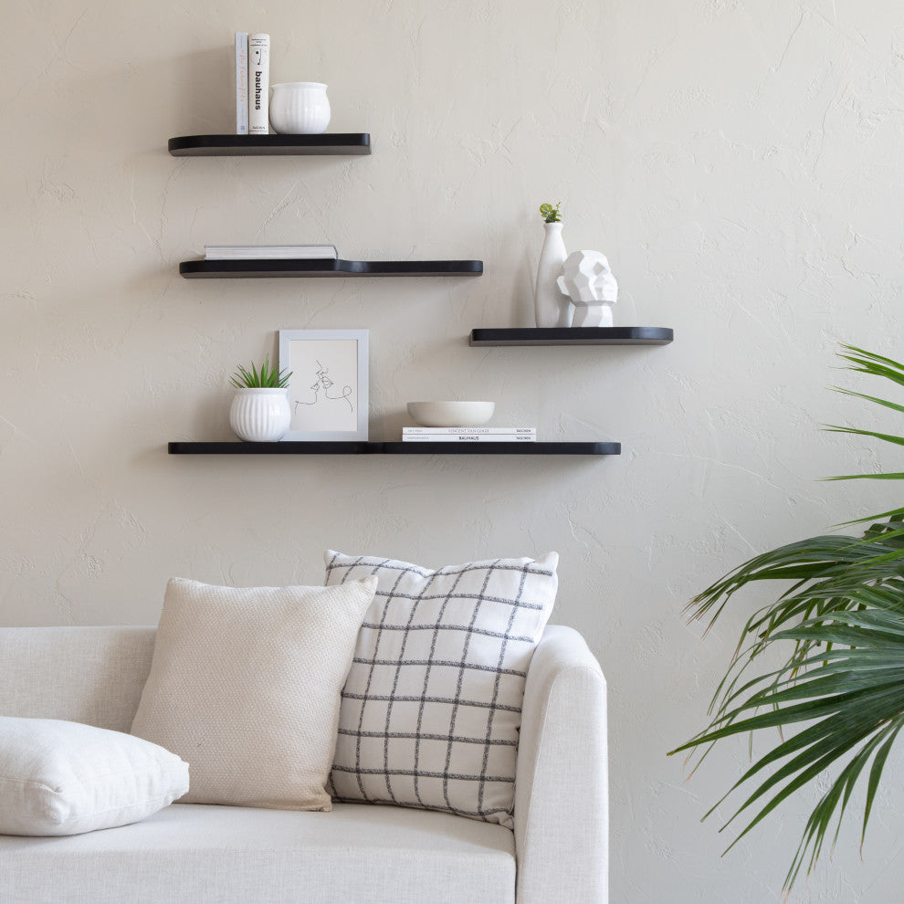 Dale Set of 4 Wall Mounted Shelves, Black