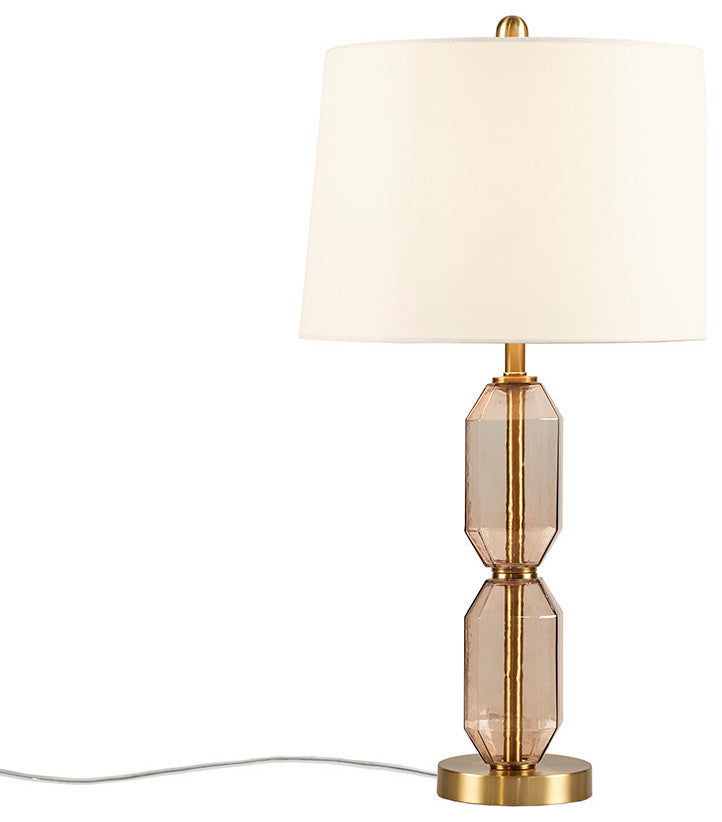 510 Design Zirconia Faceted Green Glass Table Lamp, Nightstand Light, Brown