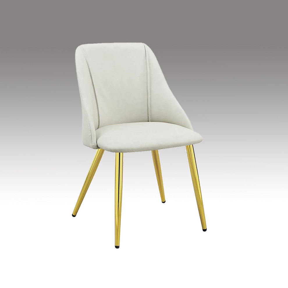 Dn01259 Side Chair, Set of 2, White Pu, Gaines