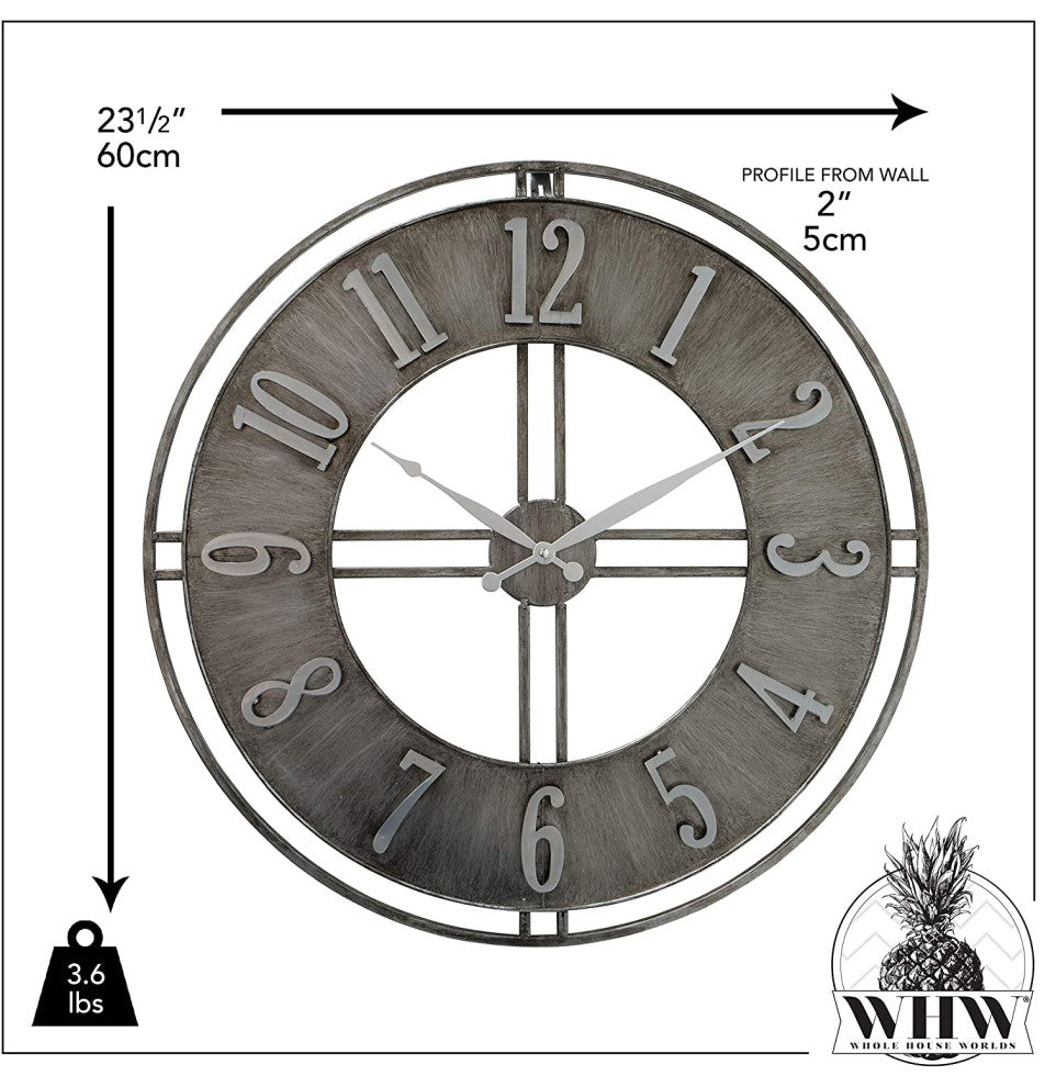 Urban Metal Industrial Clock 23.5 Inches
