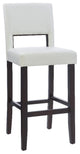 Linon Vega 30.5" White Faux Leather Upholstery Wood Bar Stool Dark Espresso