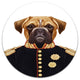 Funny Boxer Dog In Military Uniform, Modern Animal Round Wall Art, 23"
