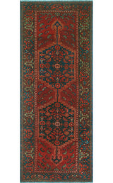 Fine Vintage Distressed Alyanna Red/Blue Runner, 3'8x9'0