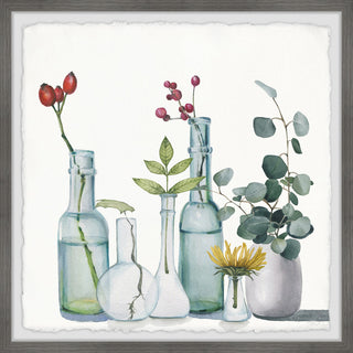 "Clear Bottles" Framed Painting Print, 12"x12"