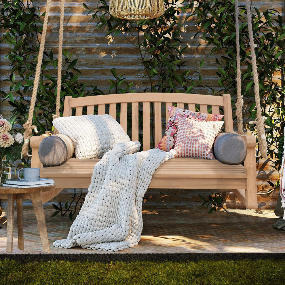 Teak Wood San Jose Double Outdoor Porch Swing, 4'