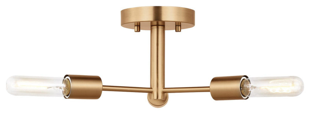 Axis Three Light Semi-Flush Mount, Satin Brass