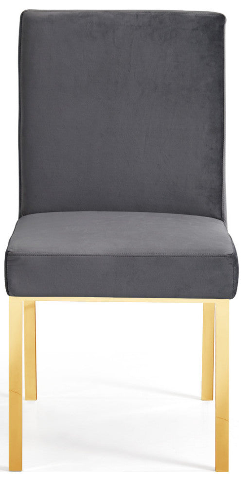 Opal Velvet Dining Chairs, Set of 2, Gray, Gold Base