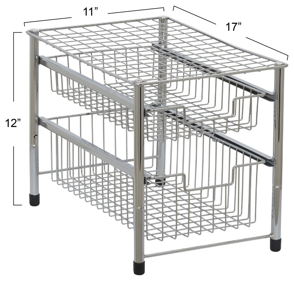 Two Basket Sliding Cabinet Organizer