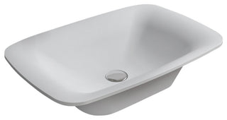 Polystone Rectangular Vessel Bathroom Sink, Glossy White, No Faucet