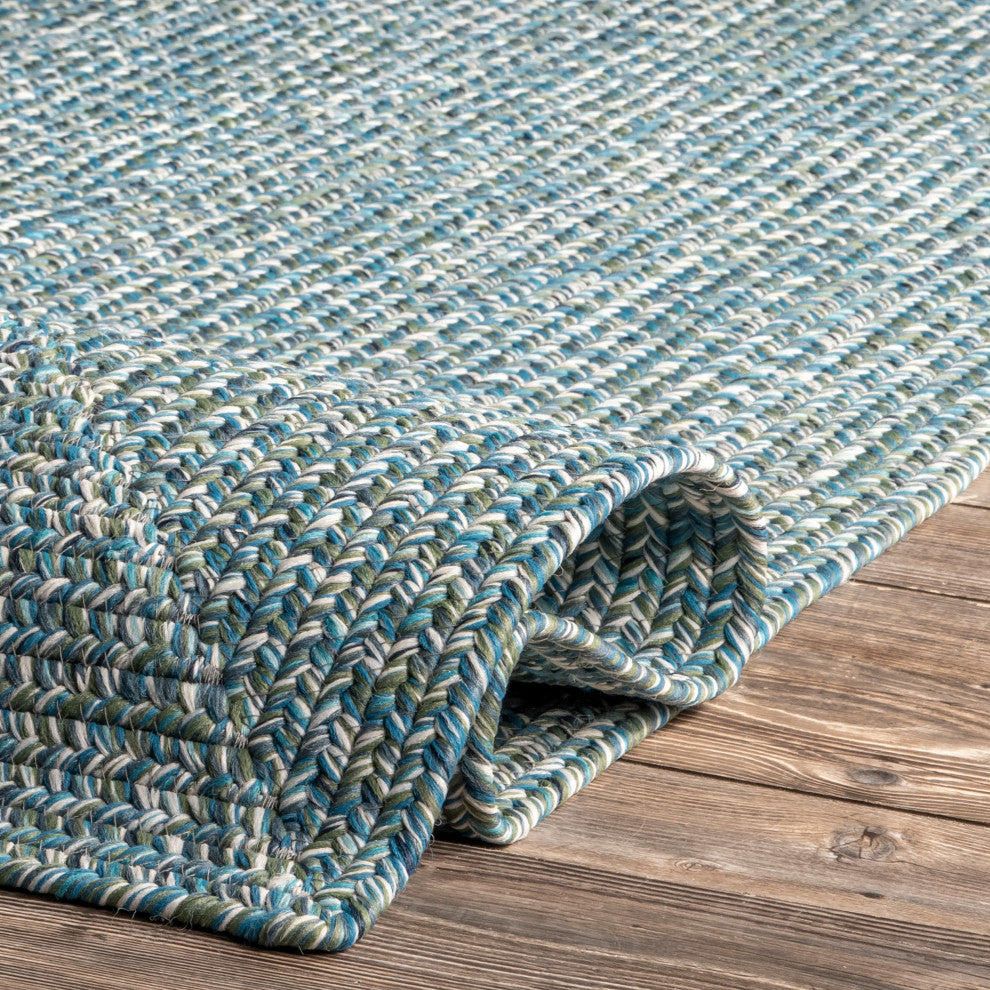 Nuloom Braided Lefebvre Indoor/Outdoor Area Rug, Aqua 3'x5'