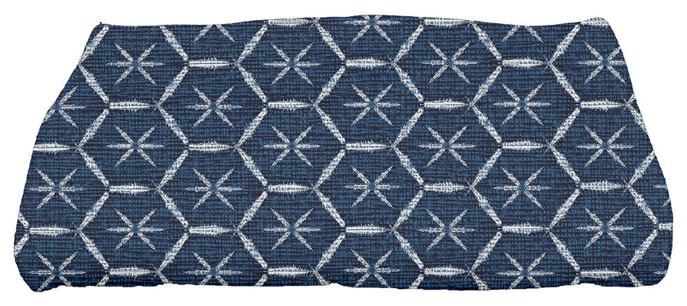 Button Up,Geometric Print Bath Towel,Navy Blue, 28 x 58"
