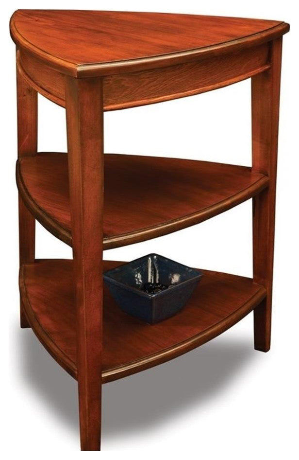 Leick Furniture Shield Tier Wood Corner Table in Bronze