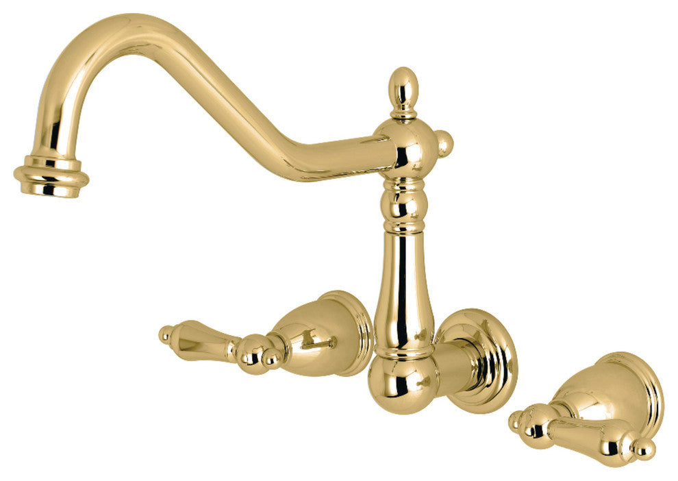 Kingston Brass Wall Mount Kitchen Faucet, Polished Brass