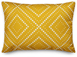 Yellow and White Dotted Diamond 14x20 Lumbar Pillow