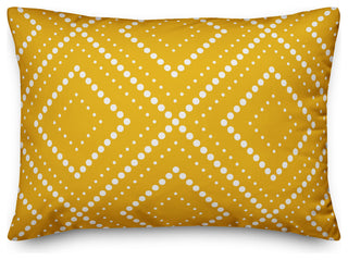 Yellow and White Dotted Diamond 14x20 Lumbar Pillow