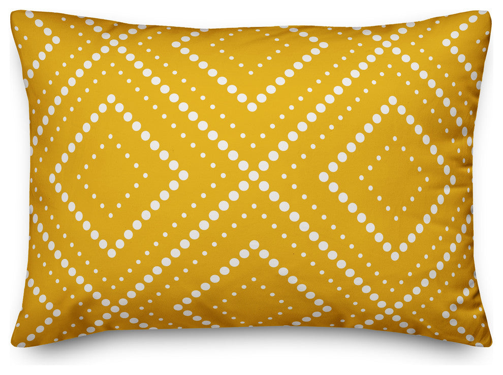 Yellow and White Dotted Diamond 14x20 Lumbar Pillow
