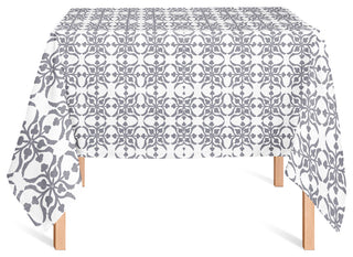 Distressed Tile Pattern Dark Gray 58x58 Tablecloth