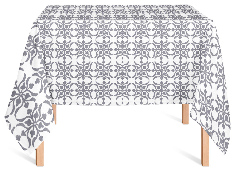 Distressed Tile Pattern Dark Gray 58x58 Tablecloth