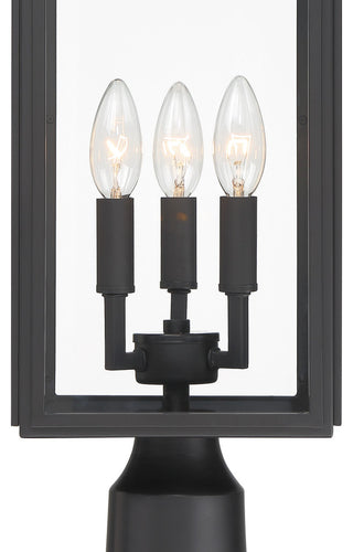 Byron 3-Light Matte Black Outdoor Lantern Post