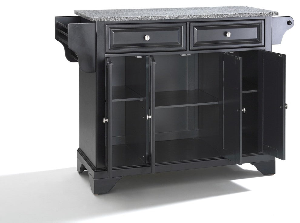 LaFayette Solid Granite Top Kitchen Island, Black Finish