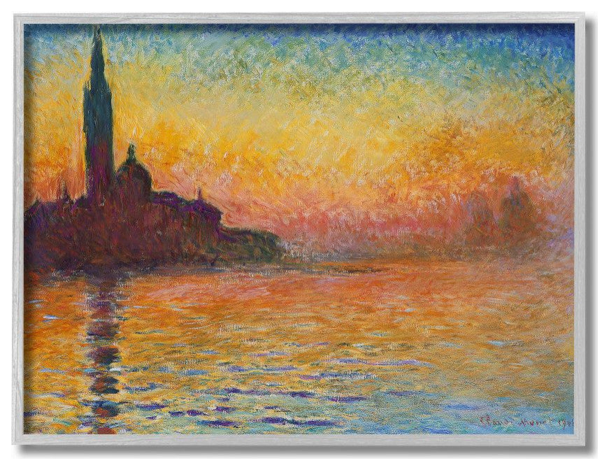 City Silhouette Rainbow Landscape Monet Classic Painting, 16"x20"