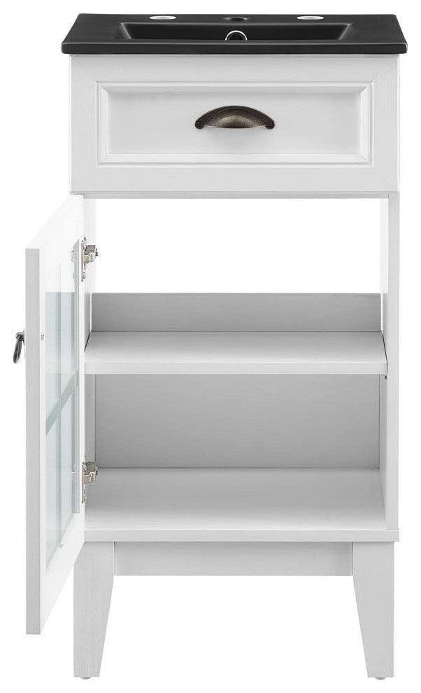 Isle 18" Bathroom Vanity Cabinet White Black -5475