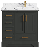 Charlotte 36" Right Offset Bath Vanity in Black Top 2" Viola Night