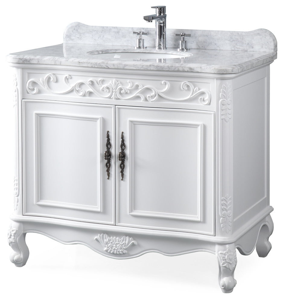39" Carbone Antique Style White Bath Vanity