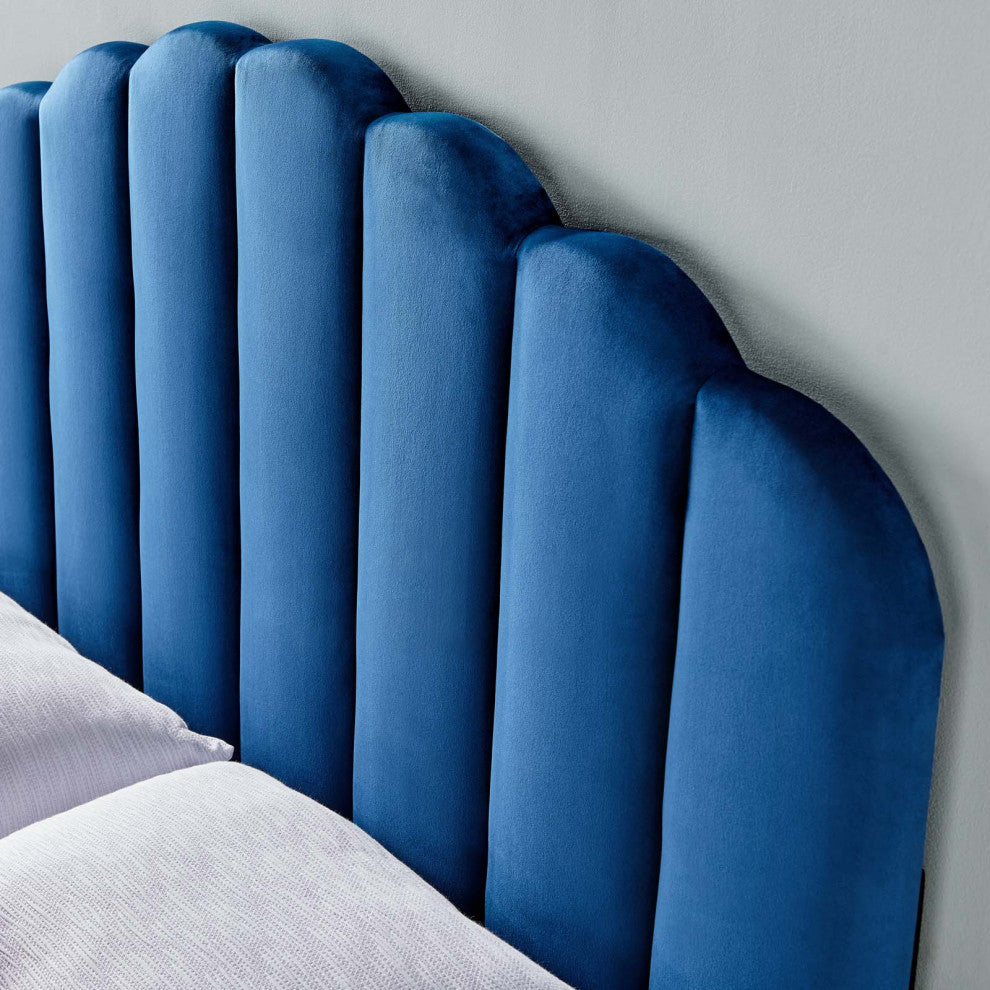 Headboard, King Size, Velvet, Blue Navy, Modern Contemporary, Bedroom Master