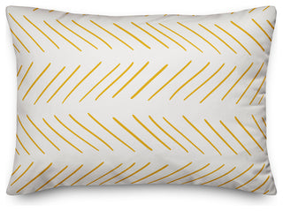 Yellow and White Modern Chevron 14x20 Lumbar Pillow