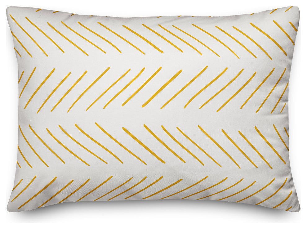 Yellow and White Modern Chevron 14x20 Lumbar Pillow