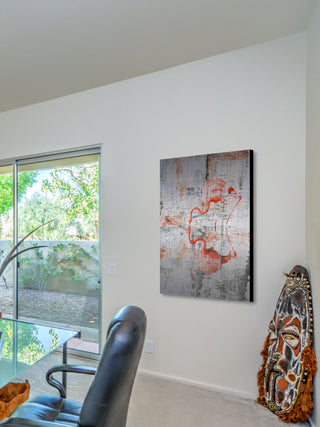 "Flamingo Reflection" Painting Print on Brushed Aluminum, 40"x60"