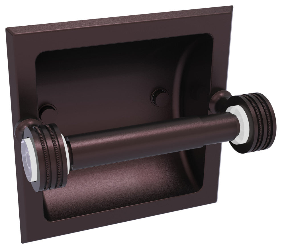 Pacific Grove Recessed Toilet Paper Holder with Dotted Accent, Antique Bronze