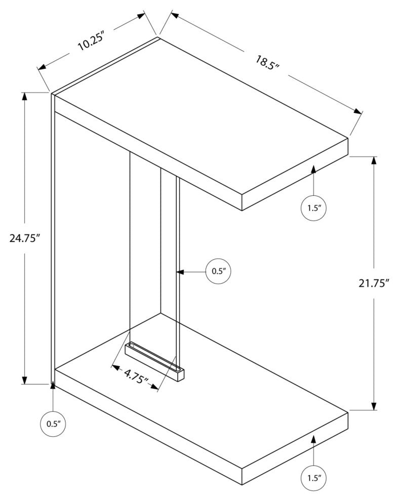 HomeRoots 18.5" x 10.25" x 24.75" White Finish and Tempered Glass Accent Table