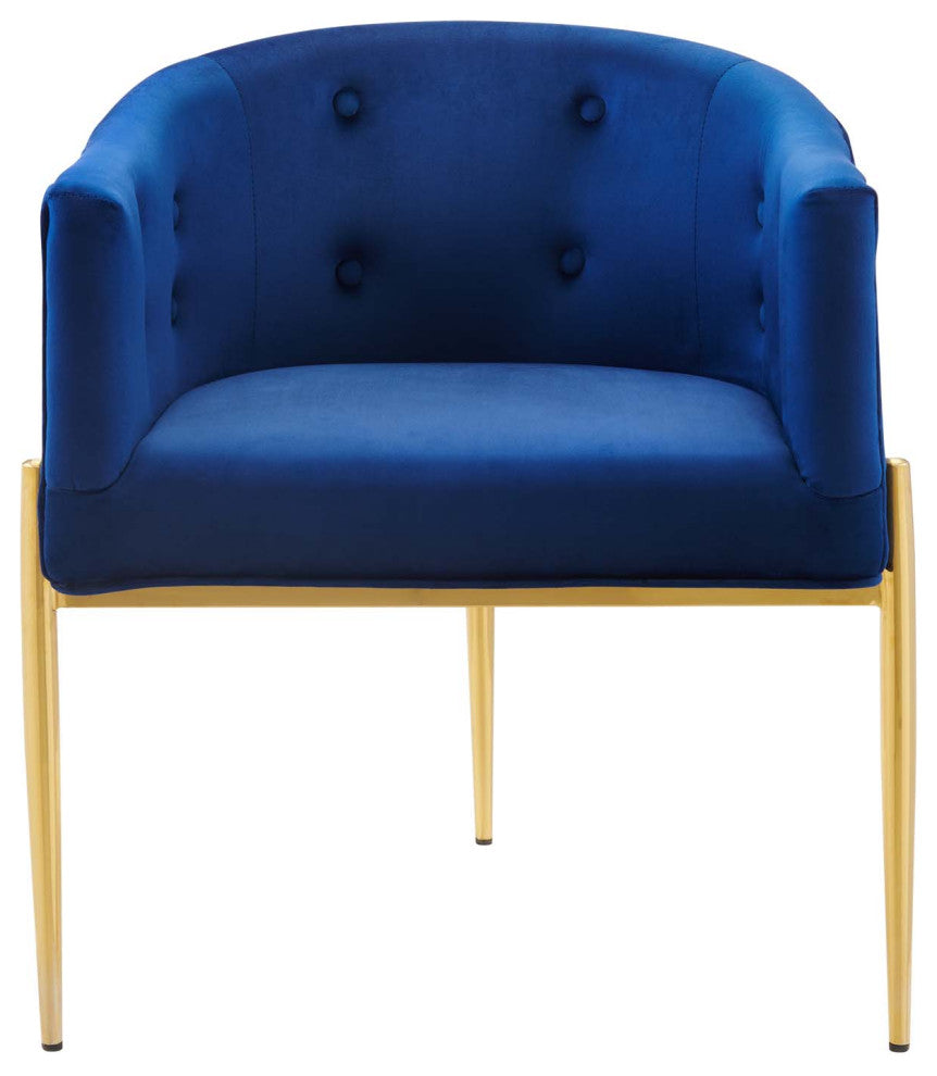 Tufted Accent Chair, Set of 2, Velvet, Metal, Blue Navy, Modern, Lounge