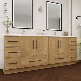 Victoria 84" Solid Wood Bath Vanity, Double Sink, Oak