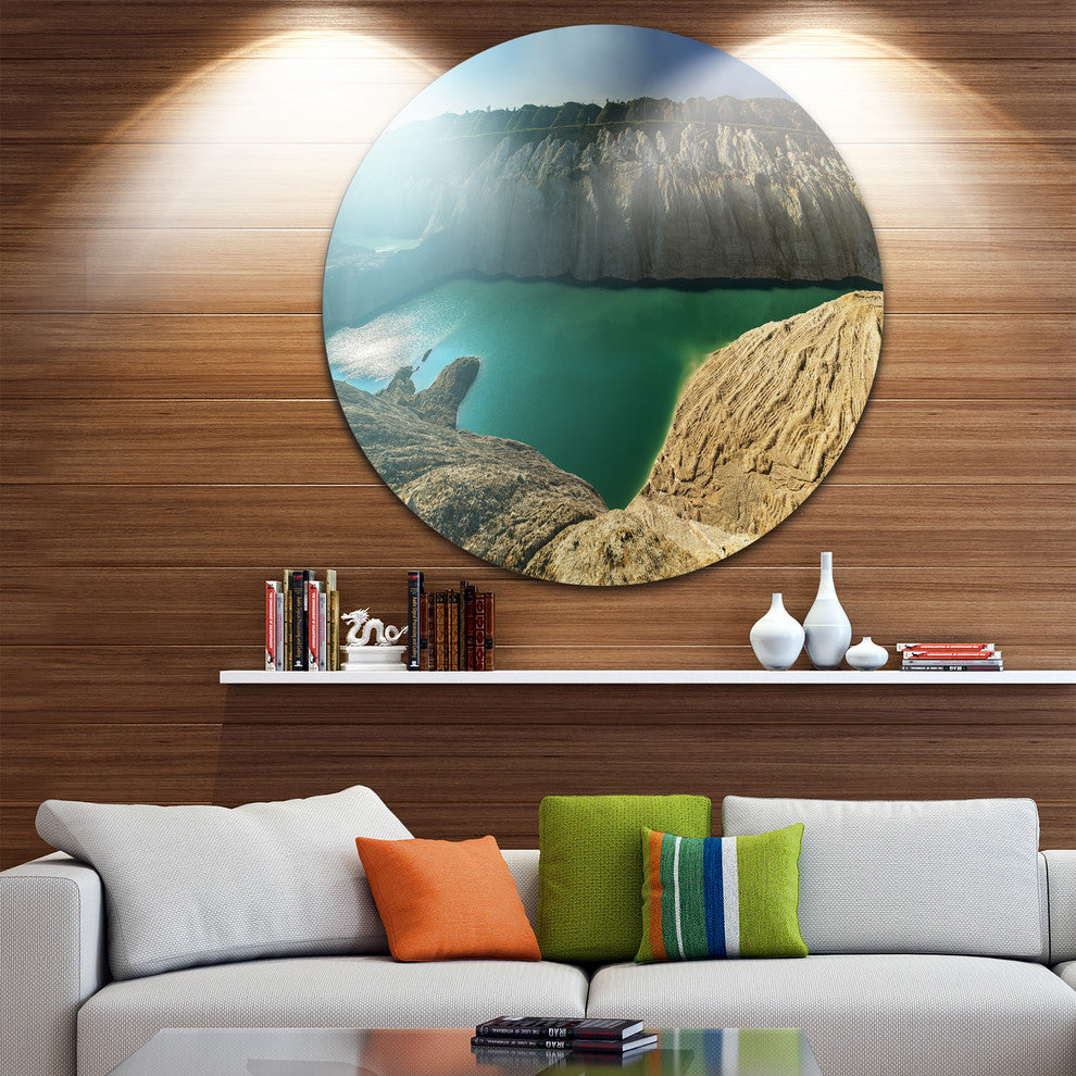 Chalk Quarry In Belarus Panorama, Landscape Round Metal Wall Art, 11"