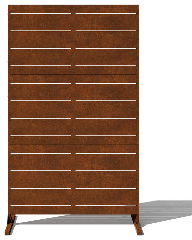 Alta Corten Steel Decorative Screen With Stand, Linear