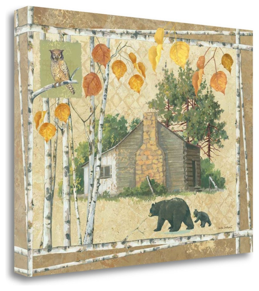 "Bear Cabin" By Anita Phillips,Ready to Hang Giclee Print on Gallery Wrap Canvas