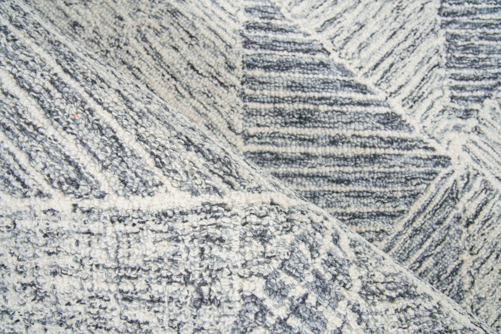 Caprice Handmade Hand-Tufted Wool Black/Ivory Area Rug, 10'x14'