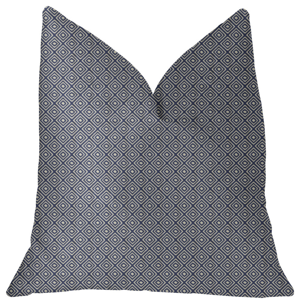Daydream Blue and Beige Luxury Throw Pillow, 18"x18"