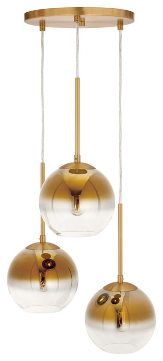 3-LT 8" Gold Glass Pendant, Soft Gold