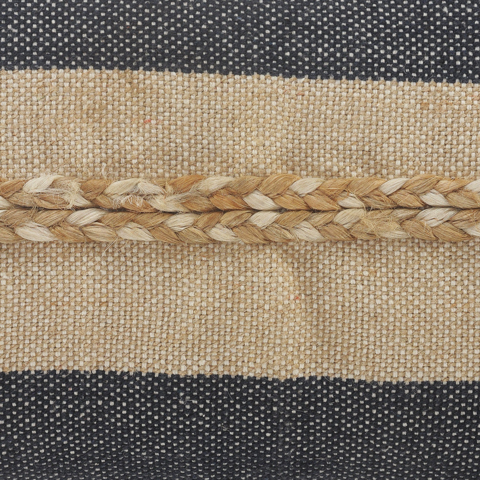 Ox Bay Blue/Tan Stripe Cotton Blend Pillow Cover, 14"x36"