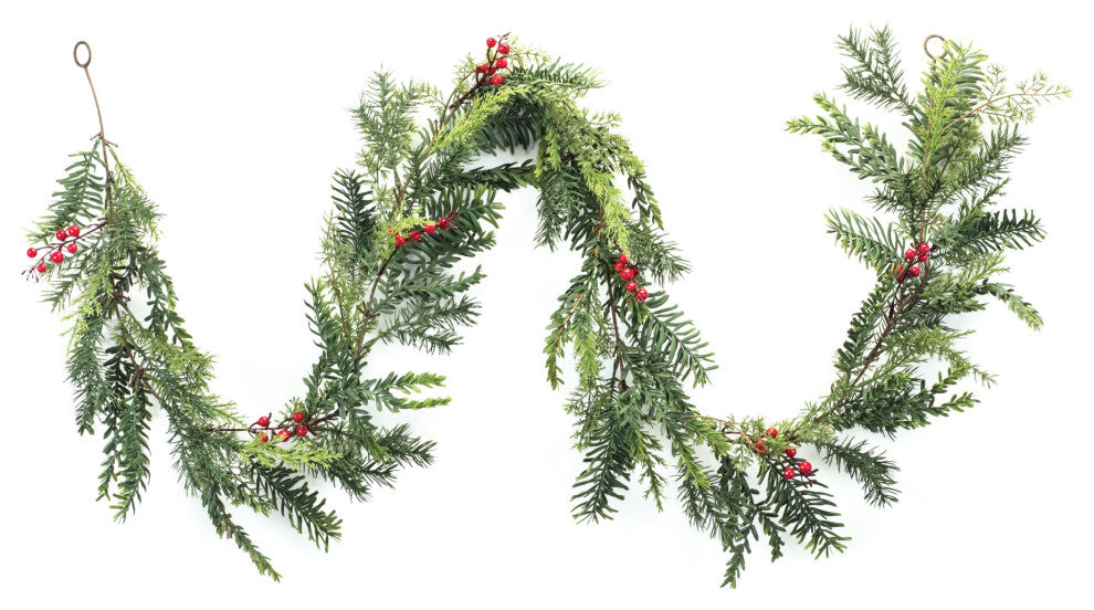 Mixed Pine Berry Garland, Set of 2