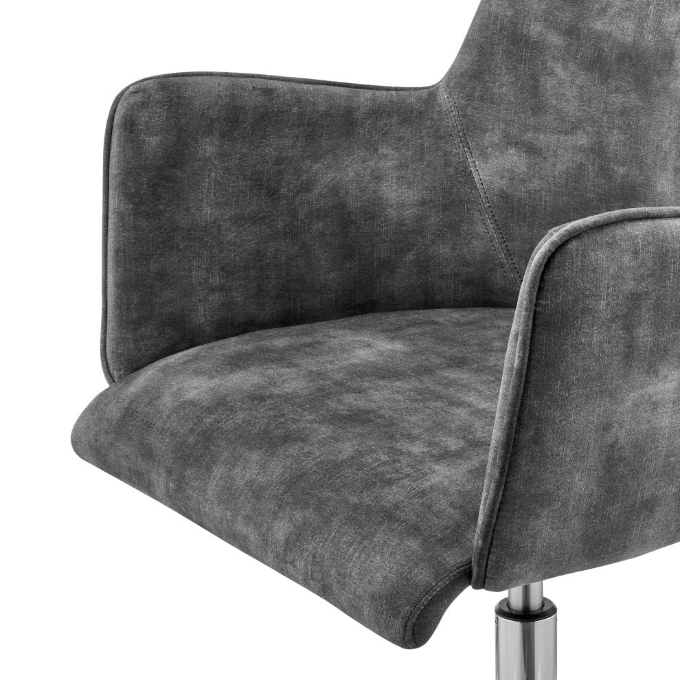 Sunny Pro Office Chair, Gray Velvet With Chrome Base