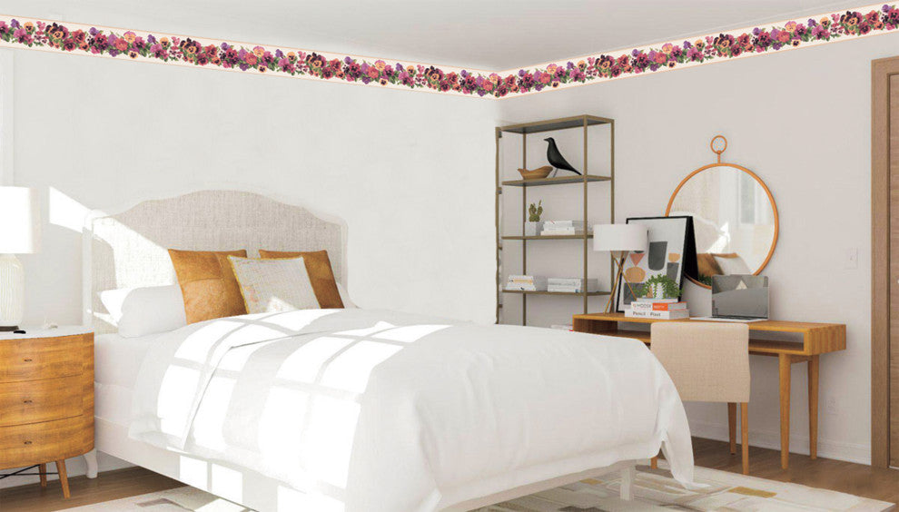 Flowers Peel and Stick Wallpaper Border 15'x7"