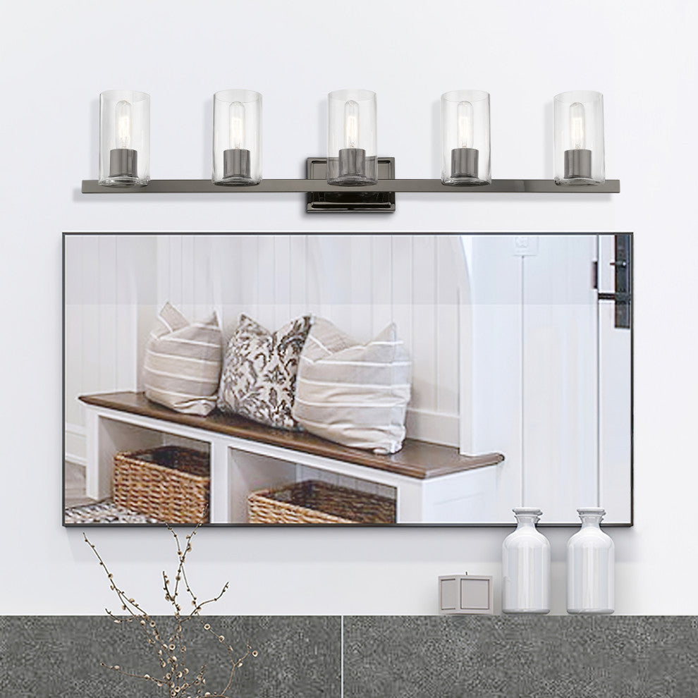 Clarion 5 Light Black Chrome Vanity Sconce